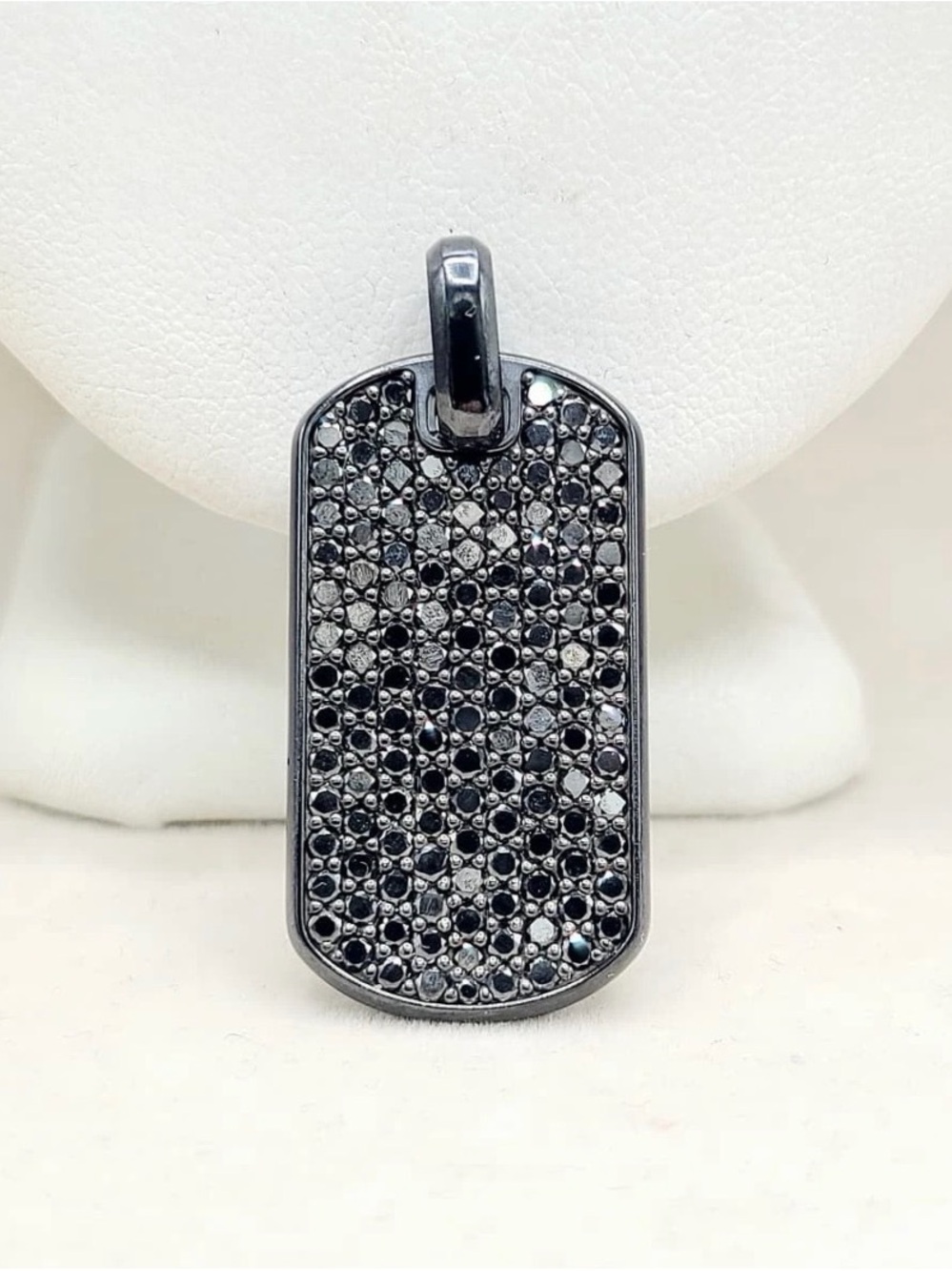 David Yurman Chevron Tag In Black Titanium With SS And Black Diamonds, 35mm